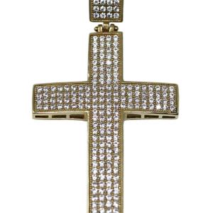 YELLOW 10KT GOLD CROSS WITH NON REAL DIAMONDS
