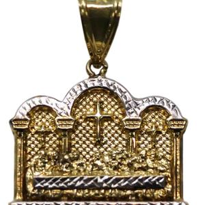 WHITE AND YELLOW GOLD 10 KT LAST SUPPER PENDANT 