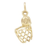 10 KT YELLOW GOLD BASKETBALL NET AND BALL PENDANT