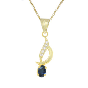 18 KT YELLOW GOLD AND SAPPHIRE PENDANT AND CHAIN