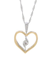 10 KT WHITE AND YELLOW GOLD DIAMOND PENDANT AND CHAIN