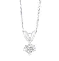 14 KT WHITE GOLD CHAIN WITH DIAMOND SOLITAIRE PENDANT
