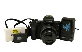 CANON EOS M50 CAMERA WITH CHARGER AND THREE BATTERIES