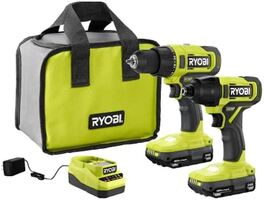RYOBI ONE CORDLESS 2 TOOL COMBO SET WITH BATTERIES AND CHARGER