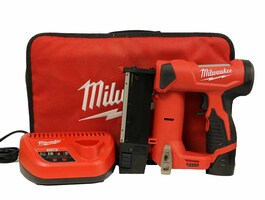 MILWAUKEE M12 23 GAUGE PIN NAILER WITH BATTERY CHARGER AND CASE