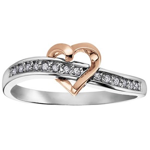 10KT ROSE AND WHITE GOLD DIAMOND RING