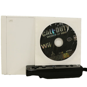 NINTENDO WII WITH ONE CONTROLLER CORDS SENSOR AND COD GAME WITH NO CASE