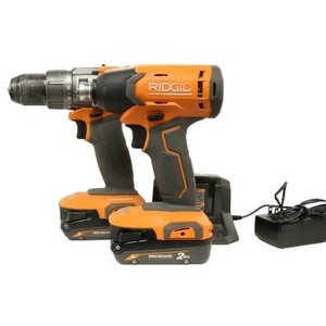 RIDGID DRILL SET WITH TWO BATTERIES AND CHARGER