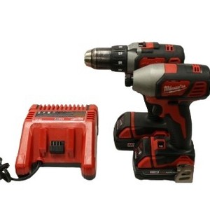 MILWAUKEE 18 VOLT DRILL AND IMPACT GUN WITH TWO BATTERIES AND CHARGER