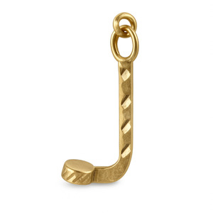 10KT YELLOW GOLD HOCKEY STICK AND PUCK PENDANT