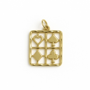 10KT YELLOW GOLD PLAYING CARD SUITS PENDANT