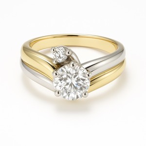 14KT WHITE AND YELLOW GOLD LADIES DIAMOND RING