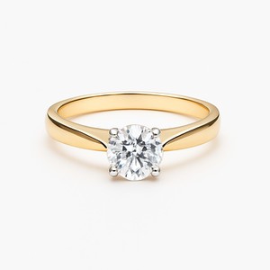 14KT YELLOW GOLD LADIES DIAMOND SOLITAIRE RING 