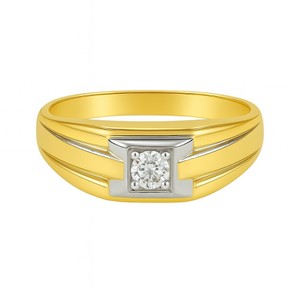 10KT YELLOW AND WHITE GOLD DIAMOND MENS RING
