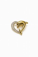 10KT WHITE AND YELLOW GOLD WITH DIAMONDS DOLPHIN HEART PENDANT