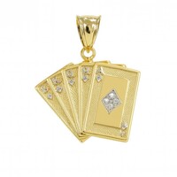 10 KT YELLOW AND WHITE GOLD PENDANT PLAYING CARDS