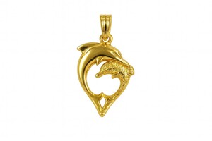 14KT YELLOW GOLD DOLPHIN PENDANT 
