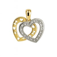 10KT WHITE AND YELLOW GOLD HEART PENDANT
