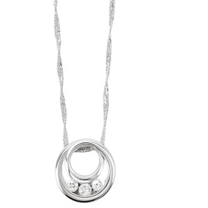 10KT WHITE GOLD NECKLACE AND 3 DIAMOND PENDANT