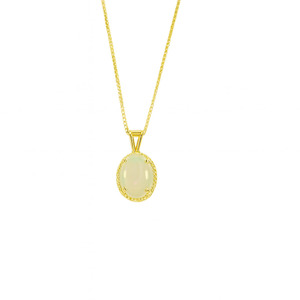 14KT YELLOW GOLD CHAIN WITH OPAL PENDANT