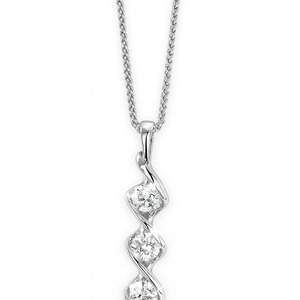 14KT WHITE GOLD CHAIN WITH  3 DIAMOND PENDANT