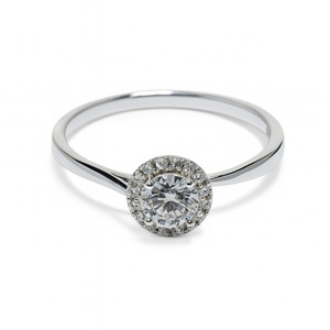 10KT WHITE GOLD DIAMOND HALO RING