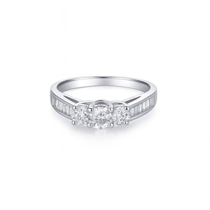 14KT LADIES WHITE GOLD 3 DIAMOND RING WITH BAGUETTES