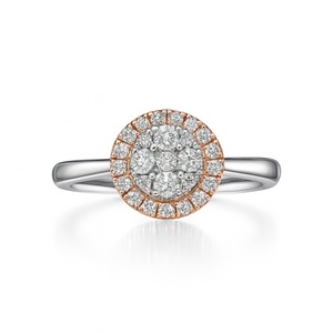 14KT LADIES WHITE AND ROSE GOLD HALO DIAMOND RING