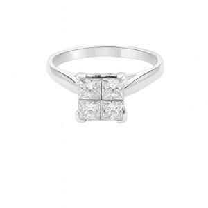 18KT LADIES LADIES WHITE GOLD PRINCESS CUT RING