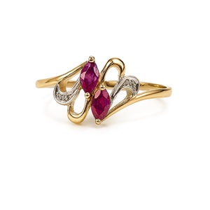 LADIES 14KT YELLOW GOLD AND PINK STONE RING