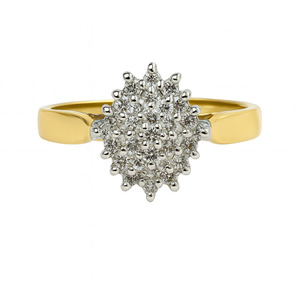LADIES 10KT YELLOW GOLD DIAMOND CLUSTER RING