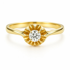 LADIES 14KT YELLOW GOLD AND DIAMOND ART DECO RING