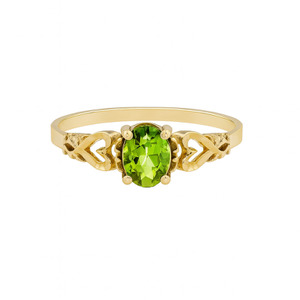 LADIES 10KT YELLOW GOLD WITH GREEN STONE RING