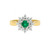 14KT YELLOW GOLD GREEN CENTER STONE AND DIAMOND STARBUST RING