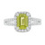 LADIES 10KT WHITE GOLD GREEN STONE AND DIAMOND RING