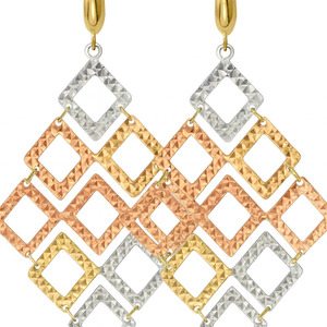 WOMANS YELLOW WHITE AND ROSE GOLD EARRINGS