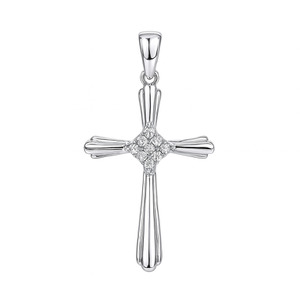 10KT WHITE GOLD AND DIAMOND CROSS