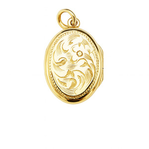 14KT YELLOW GOLD LOCKET WITH FLORAL ENGRAVING