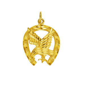 10KT YELLOW GOLD EAGLE IN HORSESHOE PENDANT