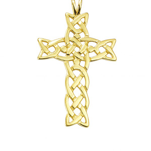 10KT YELLOW GOLD CELTIC CROSS PENDANT 