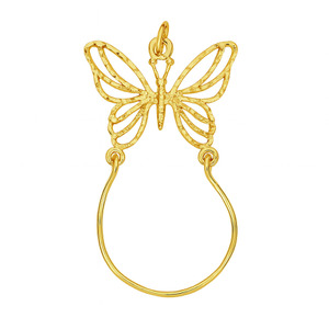 10KT YELLOW GOLD BUTTERFLY CHARM HOLDER PENDANT