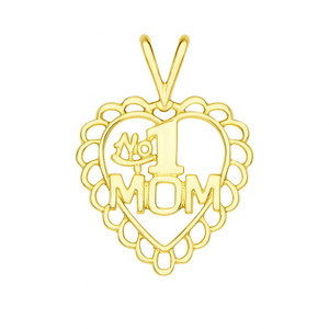10KT YELLOW GOLD #1 MOM IN HEART PENDANT