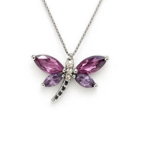10KT WHITE GOLD DRAGONFLY PENDANT AND NECKLACE