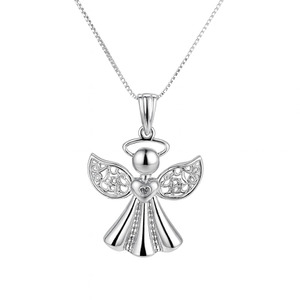 10KT WHITE GOLD ANGEL PENDANT AND NECKLACE