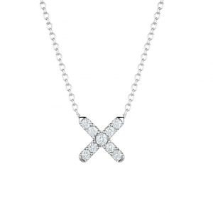 14KT WHITE GOLD AND DIAMOND X PENDANT AND NECKLACE