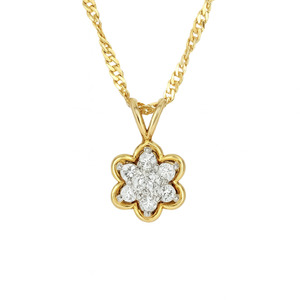 10 KT YELLOW GOLD AND DIAMOND PENDANT WITH NECKLACE