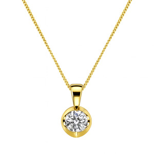 14 KT YELLOW GOLD AND DIAMOND PENDANT WITH NECKLACE