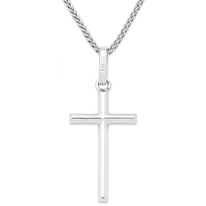 10KT WHITE GOLD CROSS PENDANT AND NECKLACE 