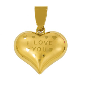  10KT YELLOW GOLD I LOVE YOU HEART PENDANT