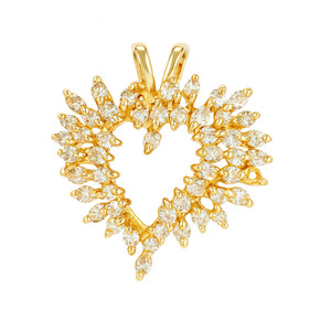 14KT YELLOW GOLD AND DIAMOND HEART PENDANT